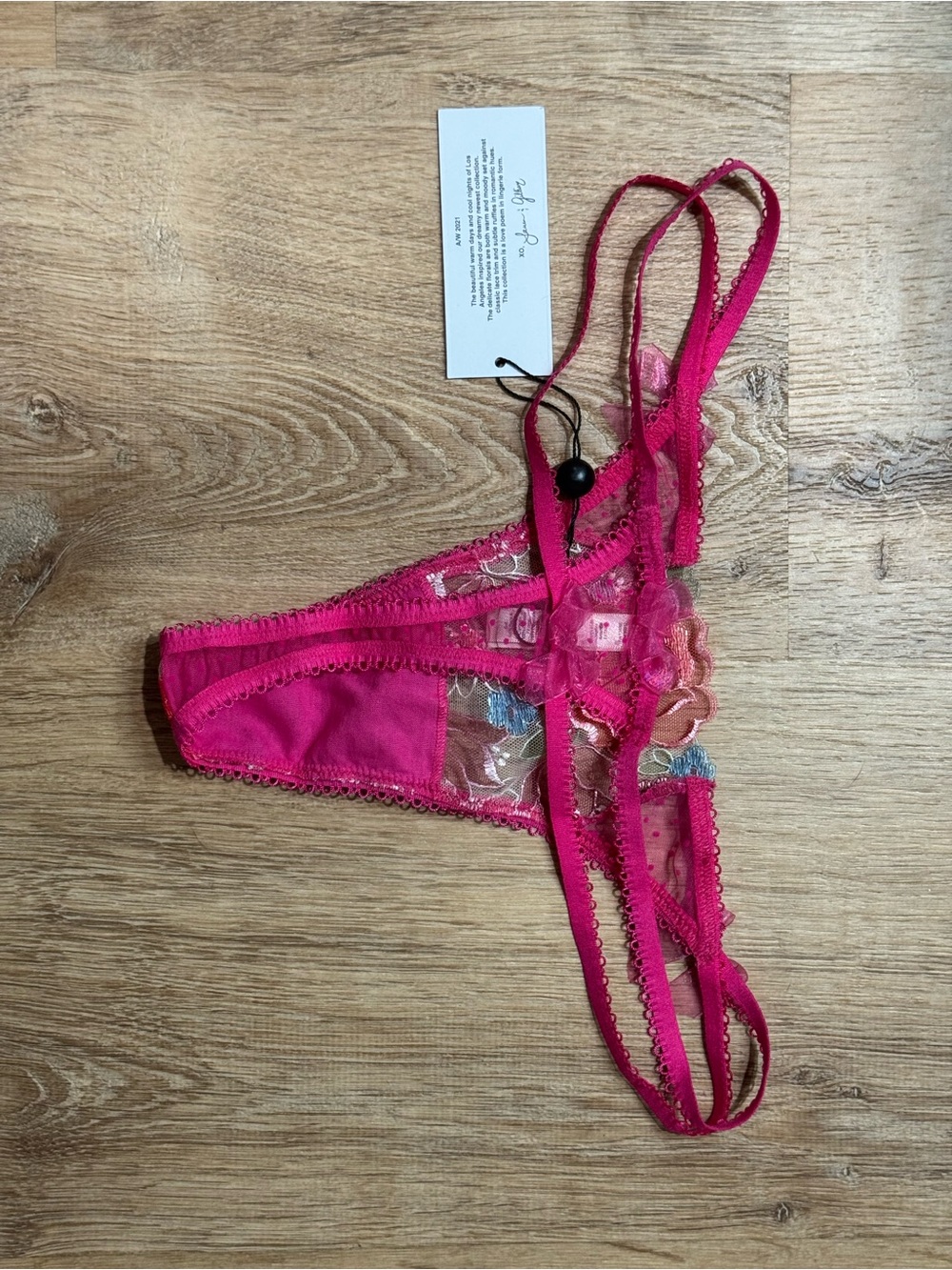 NEW For Love & Lemons Delicate Floral Lace Thong Size L Set of 3 - Picture 10 of 11
